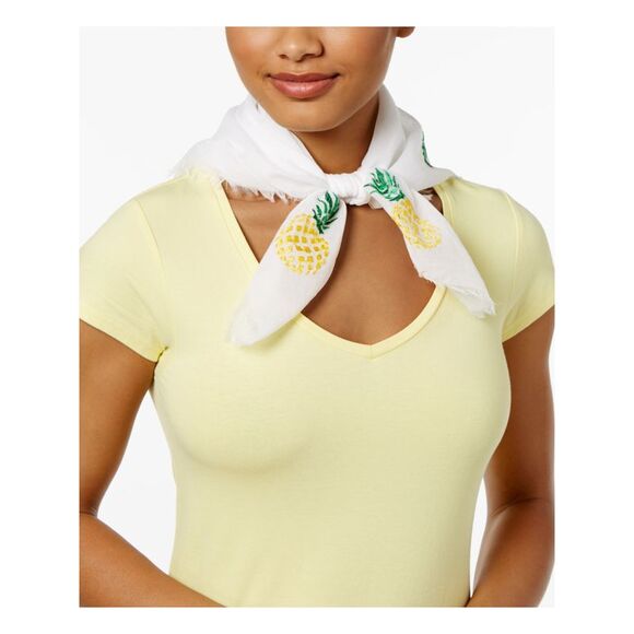 NWT INC Womens White Pineapple Bandana Lightweight Scarf - Picture 1 of 2